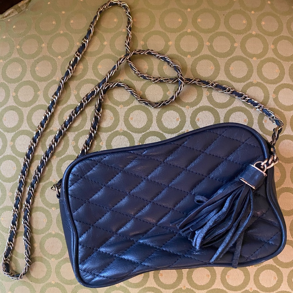 Talbots mini blue bag on chain